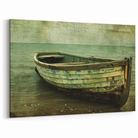Vintage Green Rowboat Wall Art - Rustic Nautical Decor with Charm