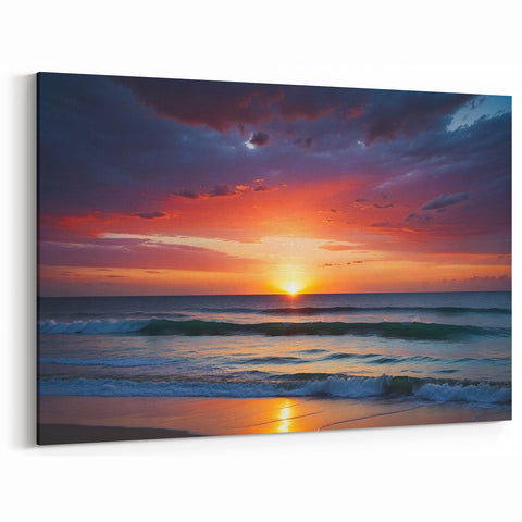 Serene Beach Sunset Skyscape Art – Peaceful Ocean and Sky Wall Decor