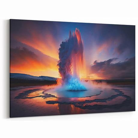 Fiery Geyser Photography Art - Captivating Natural Geyser Canvas Print