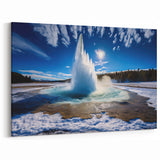 Winter Geyser Eruption Art - Captivating Natural Landscape Wall Print