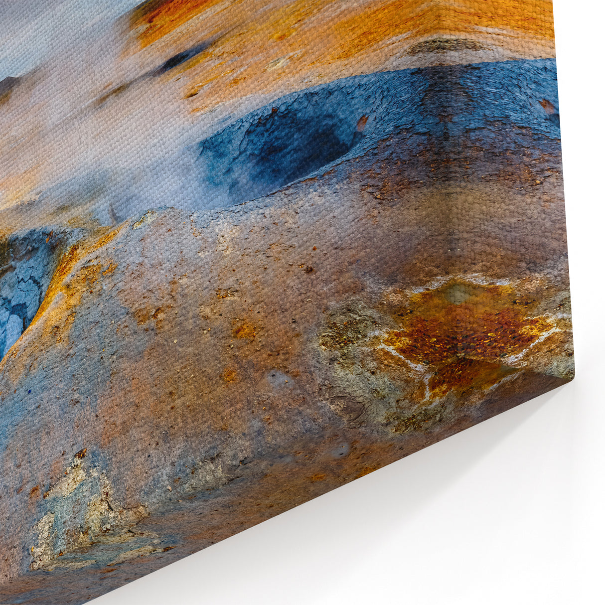 Fiery Geyser Wall Art - Vibrant Sunset Over Geothermal Landscape Print