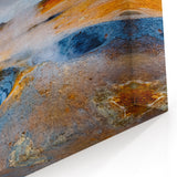 Fiery Geyser Wall Art - Vibrant Sunset Over Geothermal Landscape Print
