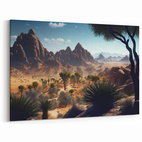 Algerian Highlands Vista - Serene Landscape Wall Art in African Decor