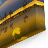 Algeria Wall Art - Stunning Sahara Sunset Reflection on Oasis Landscape