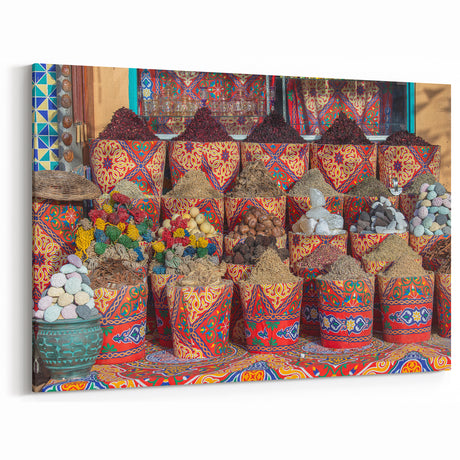 Colorful Egyptian Market Wall Art - Vibrant Spice Bazaar Canvas Prints