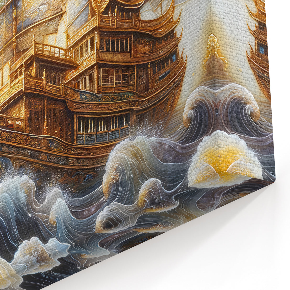 Golden Fantasy Ship Wall Art - Majestic Nautical Dream Decor