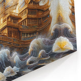 Golden Fantasy Ship Wall Art - Majestic Nautical Dream Decor