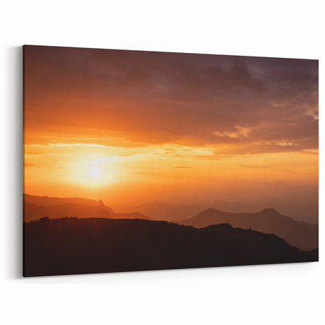 Golden Ethiopian Sunset Over Mountains - African Landscape Art Print