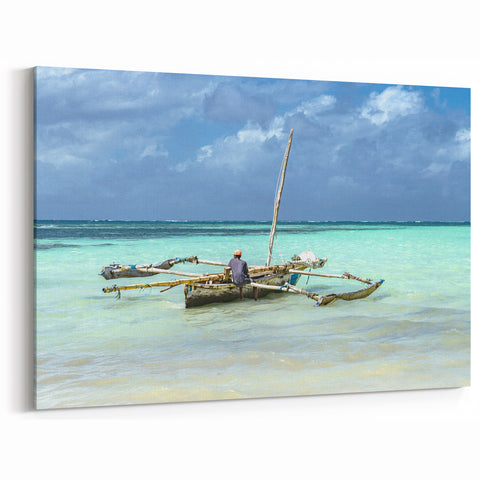 Serene Kenyan Coastline Wall Art - Traditional Dhow African Seascape