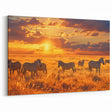 Zebras at Sunset Kenya Wall Art - Majestic African Wildlife Landscape