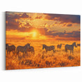 Zebras at Sunset Kenya Wall Art - Majestic African Wildlife Landscape