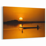 Sunset Canoeing in Mali - African Landscape Wall Art
