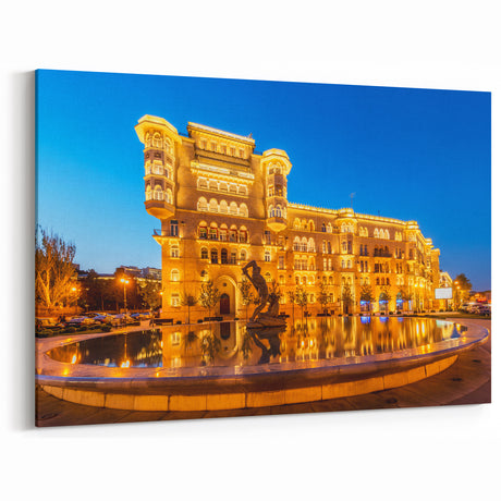 Baku Cityscape at Night - Azerbaijan Skyline Art - Illuminated Landmark