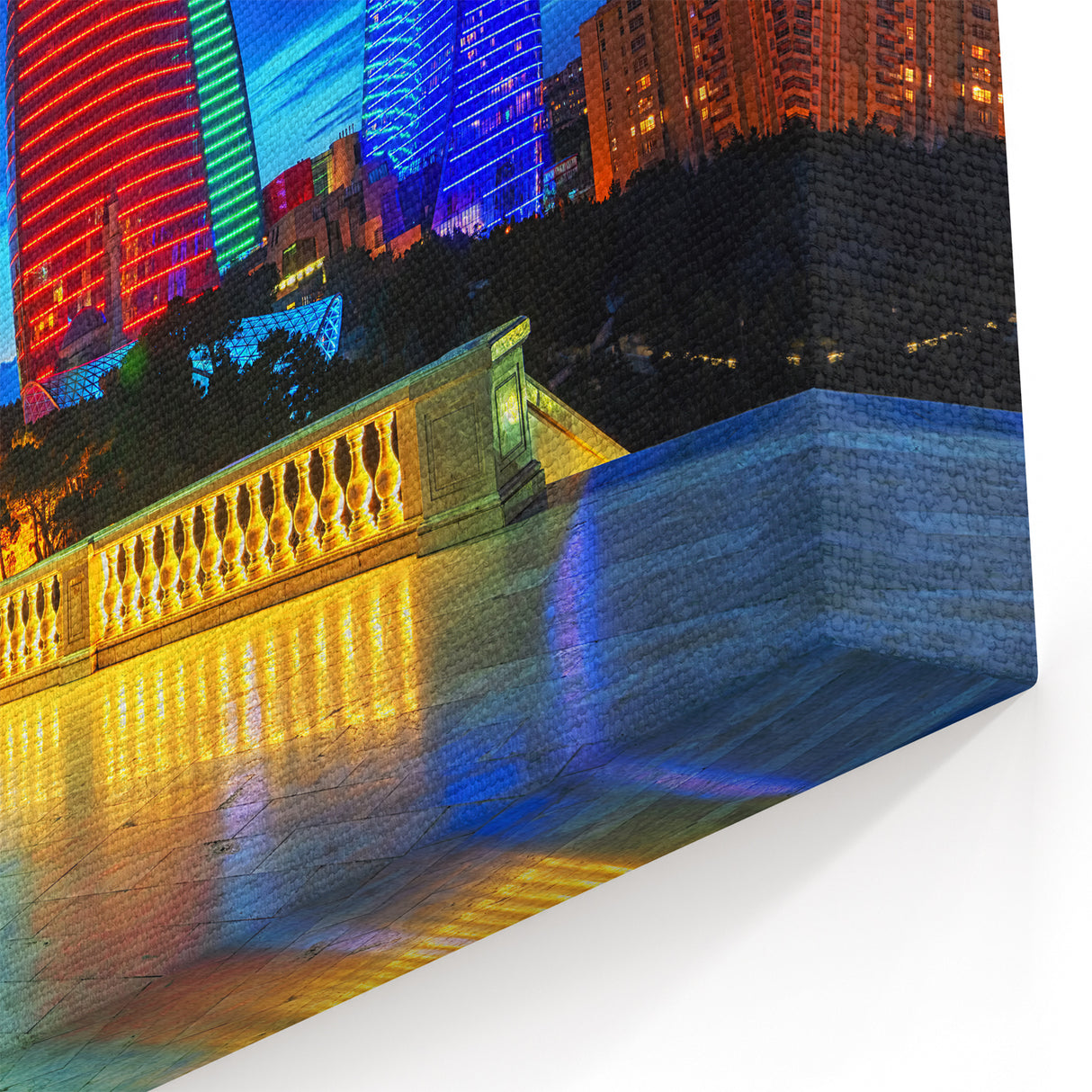Baku Flame Towers Art - Azerbaijan Night Lights Cityscape