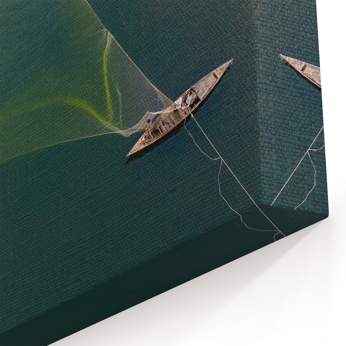 Traditional Fishing Nets of Bangladesh - Aerial Scenic Canvas Wall Art