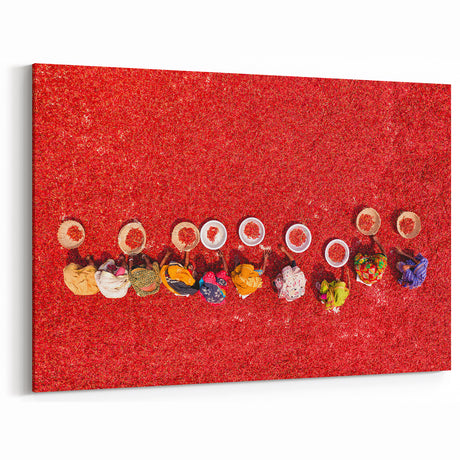 Colorful Chili Harvest in Bangladesh - Vibrant Cultural Canvas Wall Art
