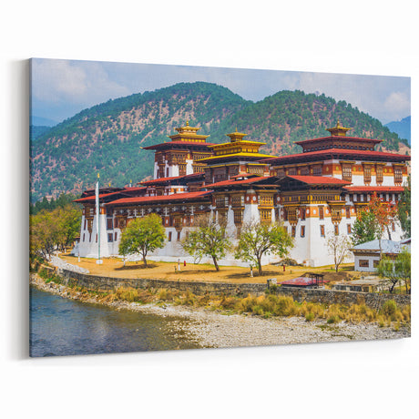 Punakha Dzong Bhutan Art - Bhutan Scenic Architecture Prints for Decor