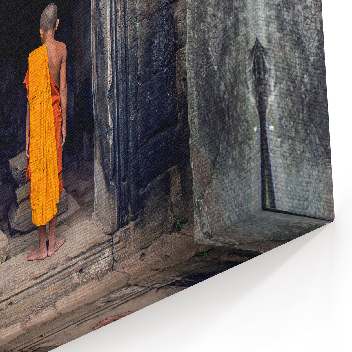 Khmer Culture Artwork - Young Monk in Ancient Temple