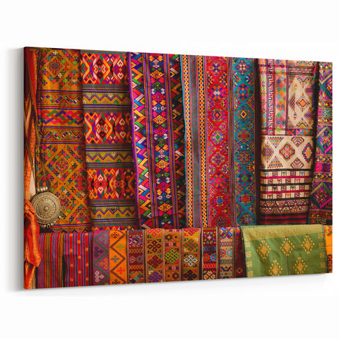 Vibrant Bhutan Textile Art - Bhutan Cultural Patterns Prints for Decor