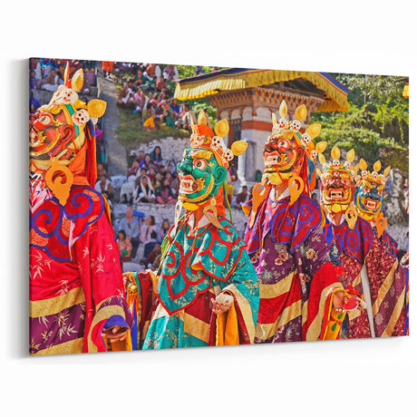Vibrant Bhutan Festival Art - Bhutan Cultural Dance Prints for Decor