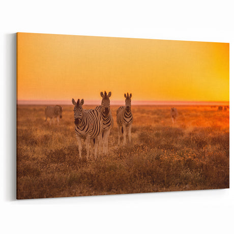 Sunset Namibia Wall Art - African Scenery Prints & Zebra Wildlife Art