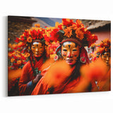Vibrant Bhutan Cultural Festival Wall Art - Traditional Masked Dancers