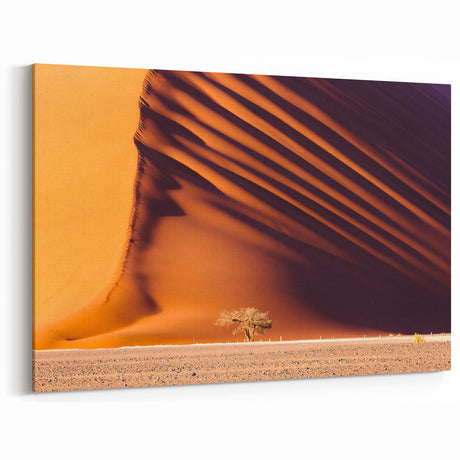 Namibia Art Prints - Dramatic Desert Dunes with Shadows and Solitary Tree