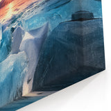 Alberta Iceberg Art - Frozen Lake Sunrise with Glowing Ice Wall Art