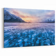 Alberta Frozen Lake Art - Iceberg Bubbles with Winter Sunrise Canvas Print