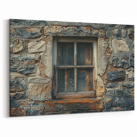 Rustic Georgian Stone Wall Art - Captivating Vintage Window Photography