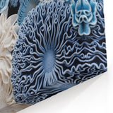 Marine Plants Art: Intricate Blue & White Coral Botanical Wall Decor Canvas