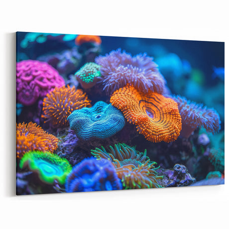 Marine Plants Art: Vivid Coral Reef with Multicolor Ocean Flora Wall Decor