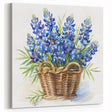 Bluebonnet Basket Watercolor Print - Elegant Texas Wildflower Wall Art