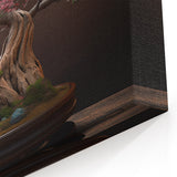 Elegant Pink Bonsai Tree Wall Art - Japanese Zen-Inspired Canvas Decor