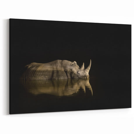 South African Wildlife Art - Majestic Rhino at Night in Low Light