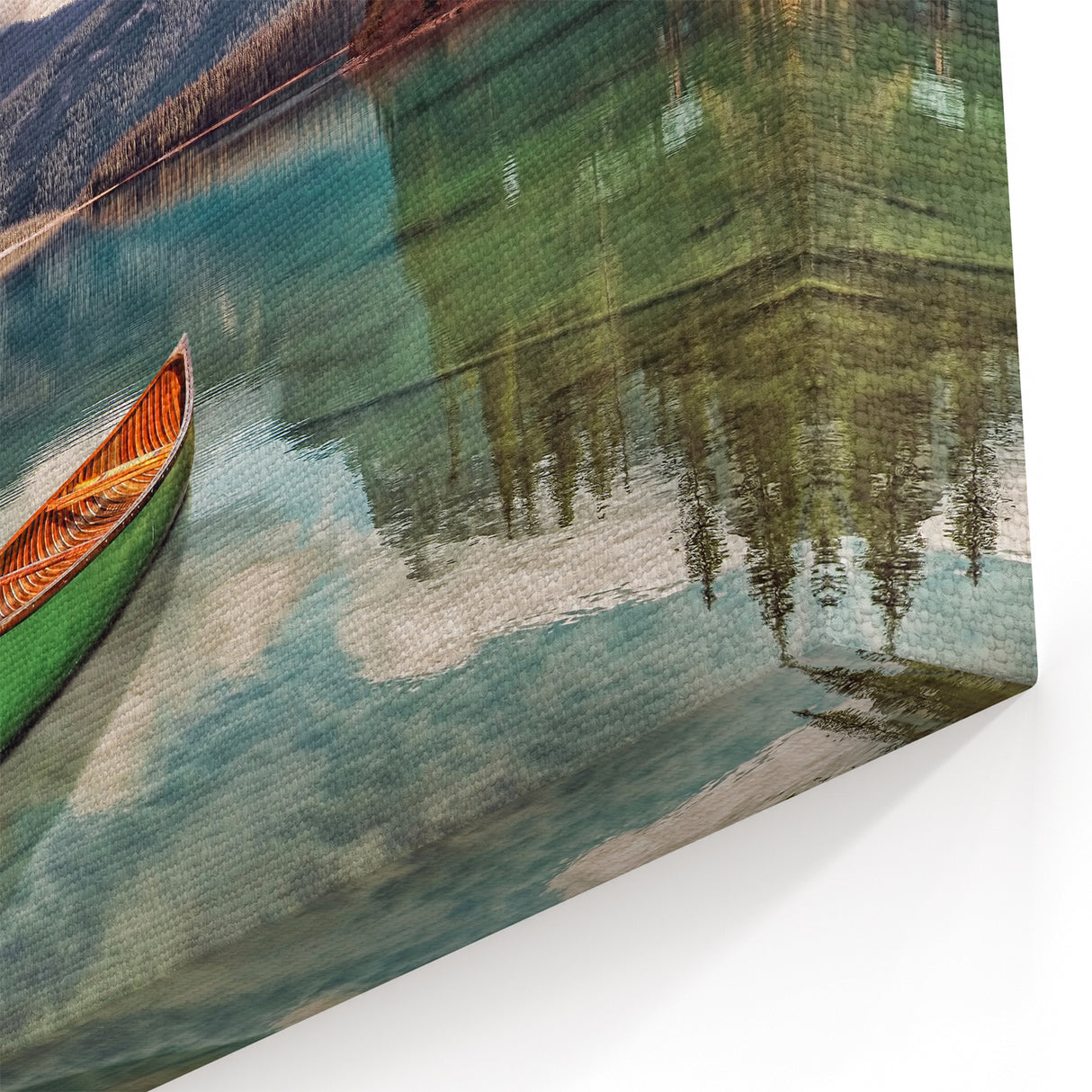 Scenic British Columbia Canoe Art – Rocky Mountains & Lake View