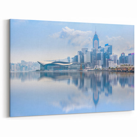 Hong Kong Skyline Art - Serene Victoria Harbour Reflections Wall Decor