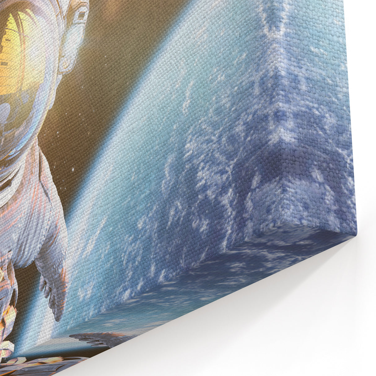 Astronaut Wall Art: Space Explorer Canvas with Cosmic Sunburst