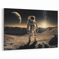Astronaut Wall Art: Cosmic Explorer Canvas with Lunar and Galaxy View