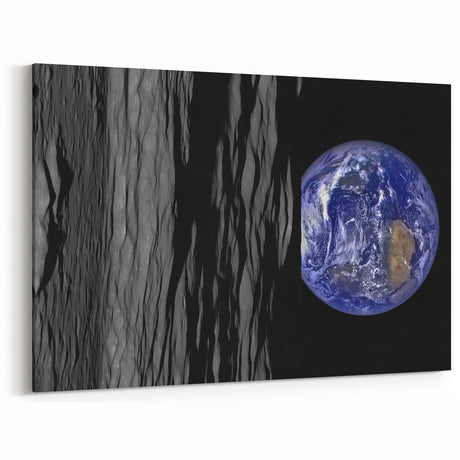 Earth from Space Art - Dramatic View of Earth and the Moon Wall Decor