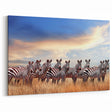 Zebra Herd Wall Art - Serengeti Zebras Against a Stunning Sky Canvas Print