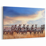 Zebra Herd Wall Art - Serengeti Zebras Against a Stunning Sky Canvas Print