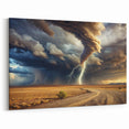 Tornado with Lightning in Desert Landscape - Earthy Phenomena Wall Art