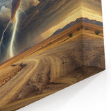Tornado with Lightning in Desert Landscape - Earthy Phenomena Wall Art