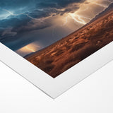 Lightning Storm Over Desert Landscape - Earth Phenomena Wall Art Print