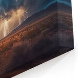Lightning Storm Over Desert Landscape - Earth Phenomena Wall Art Print