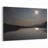 Serene Solar Eclipse Wall Art – Mountain and Lake Eclipse Canvas Print