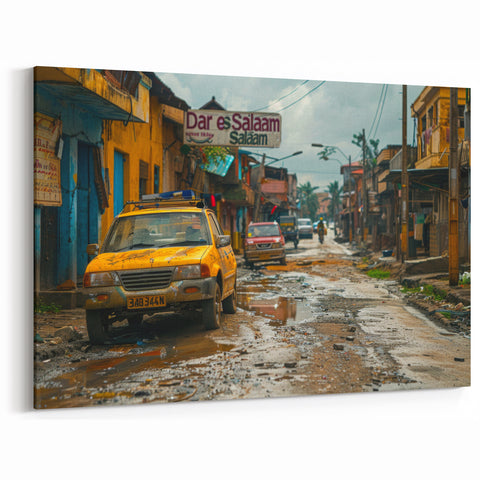 Dar es Salaam Street Scene - Urban Wall Art of Tanzania's Bustling Life