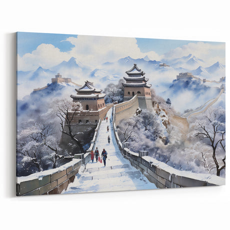 Snowy Great Wall Canvas Art – Captivating Chinese Winter Scene Decor