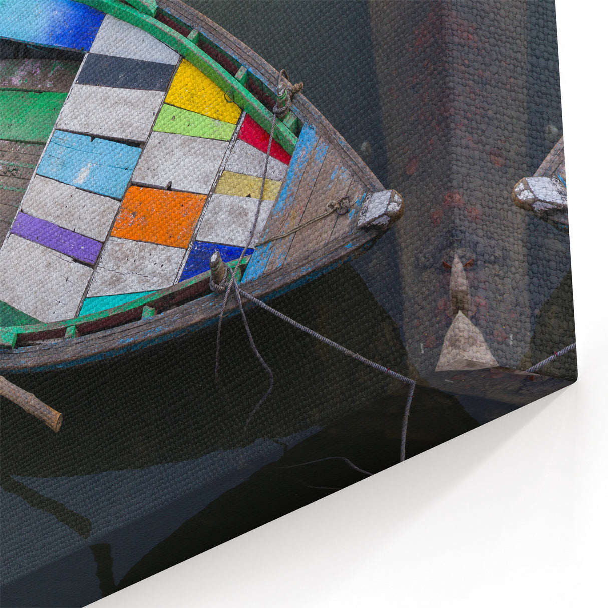 Colorful Boat on Water – Vibrant Indian Landscape Wall Art Canvas Print